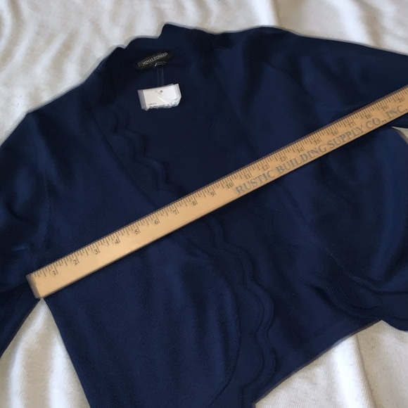 Nina Leonard sweater navy blue double scallop trim size large new with tags - Picture 8 of 8